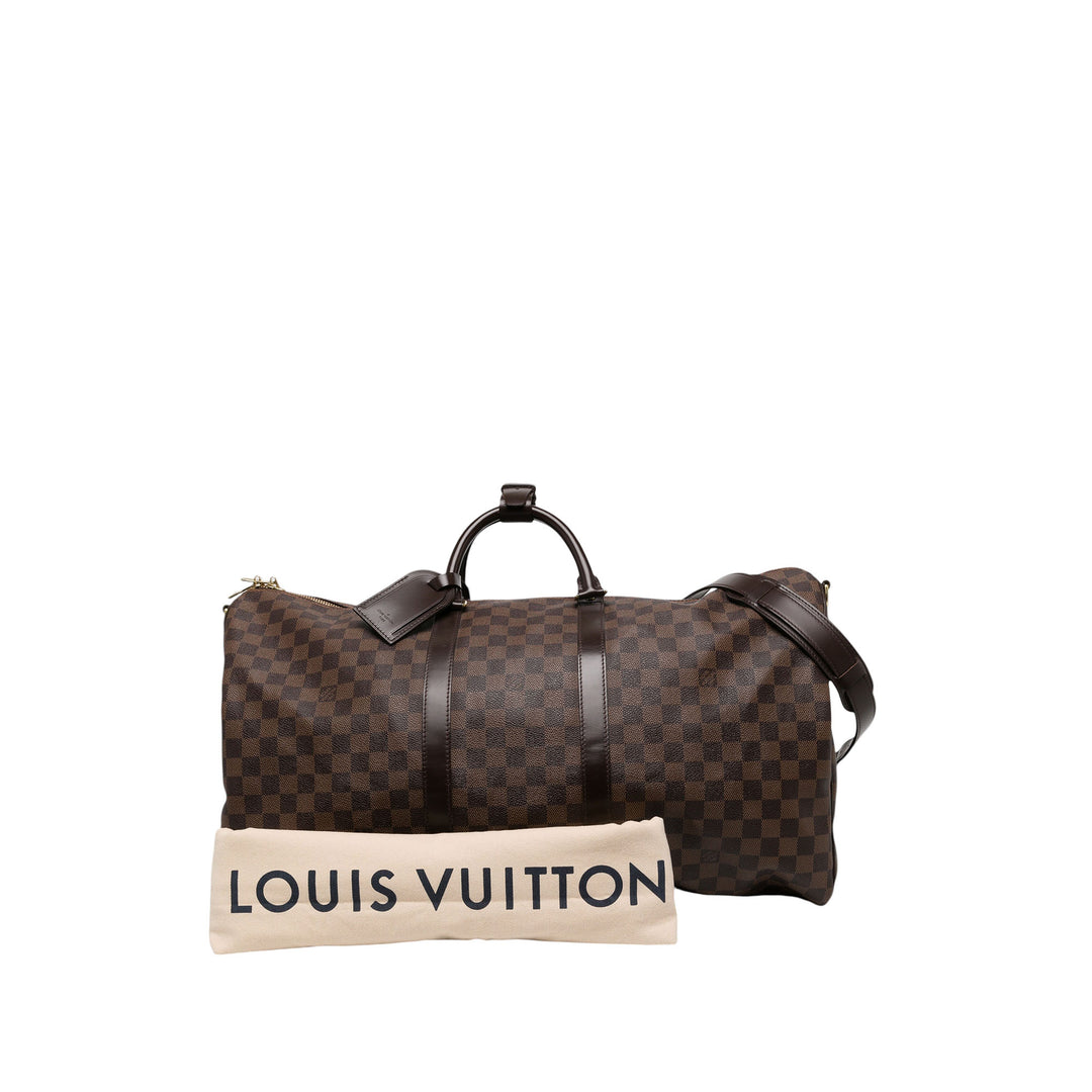 Louis Vuitton Sac de voyage Keepall Bandouliere 55 Damier Ébène Marron – vue 6 – GABY PARIS