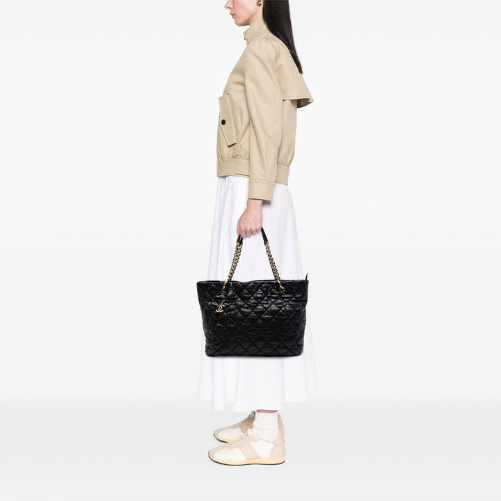 Chanel Large CC Quilted Glazed Caviar Coco Pleats Cabas Noir – GABY PARIS Authentique
