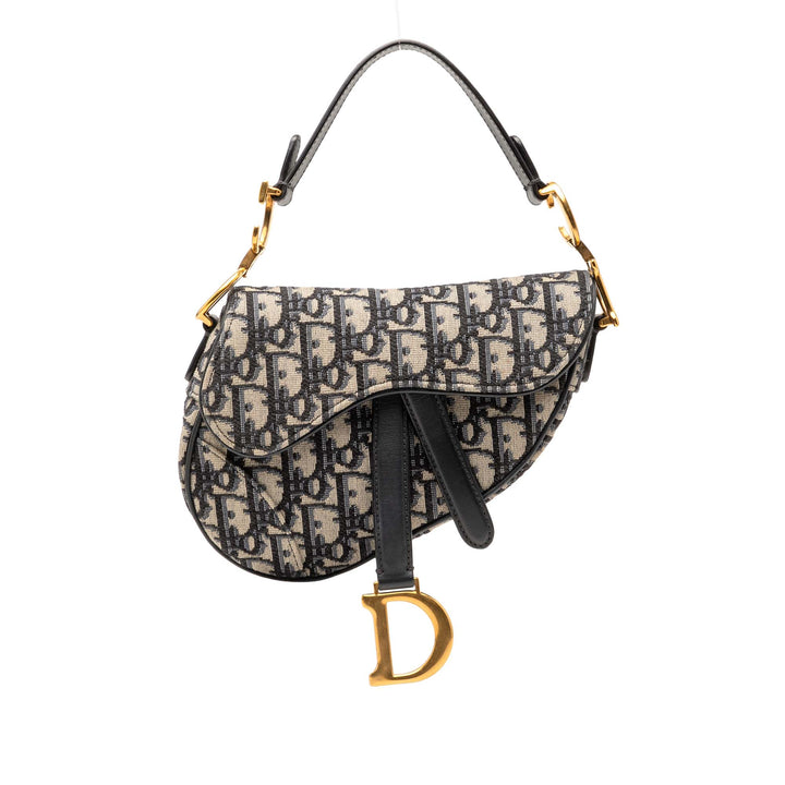Dior Mini Oblique Toile Saddle Sac
