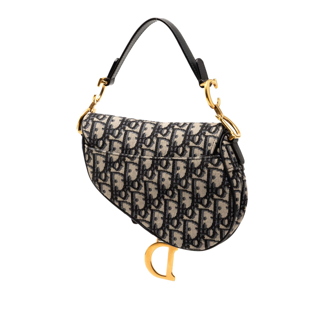 Dior Mini Oblique Toile Saddle Sac