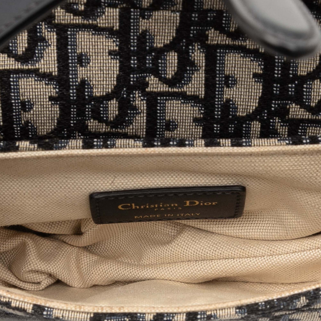 Dior Mini Oblique Toile Saddle Sac
