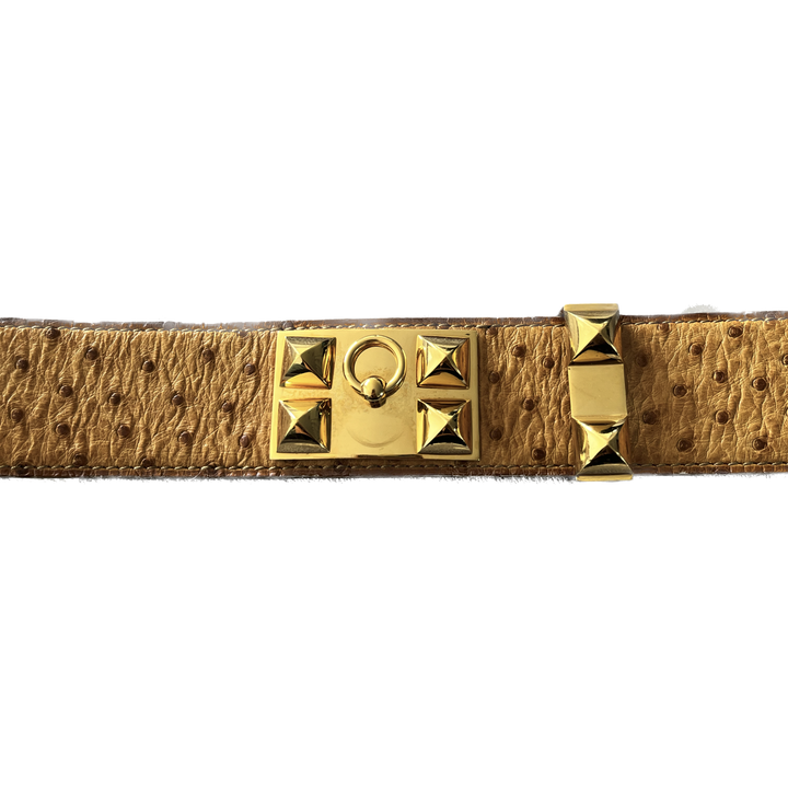 HERMÈS ceinture Medor collier de chien en cuir d'autruche