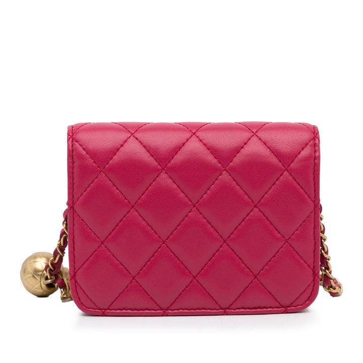 Mini CC Matelasse Pearl Crush Lambskin Crossbody Bag Pink - Gaby Paris