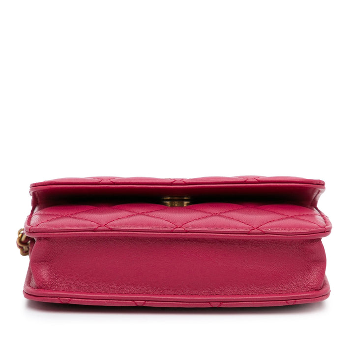Mini CC Matelasse Pearl Crush Lambskin Crossbody Bag Pink - Gaby Paris