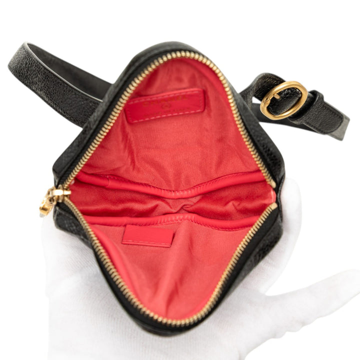 CC Matelassé Diamond Porte-monnaie Sac ceinture Cuir caviar Noir
