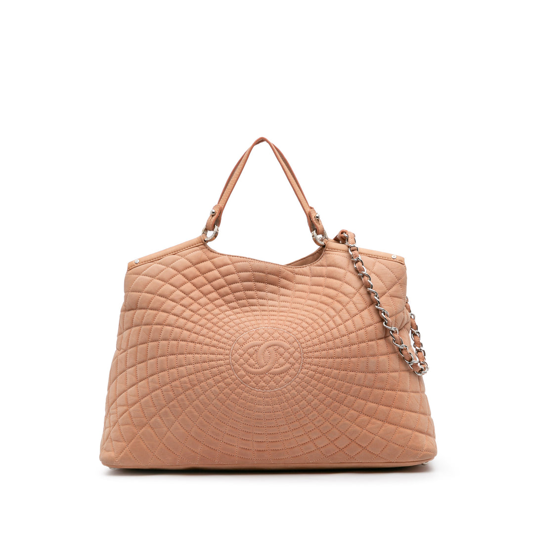 Large Quilted Iridescent Calfskin Sea Hit Tote Pink - Gaby Paris
