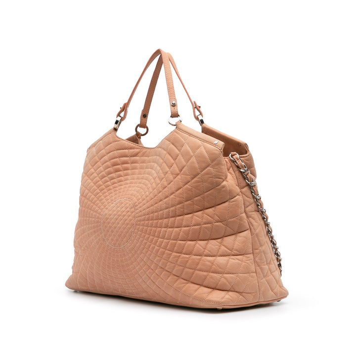 Large Quilted Iridescent Calfskin Sea Hit Tote Pink - Gaby Paris