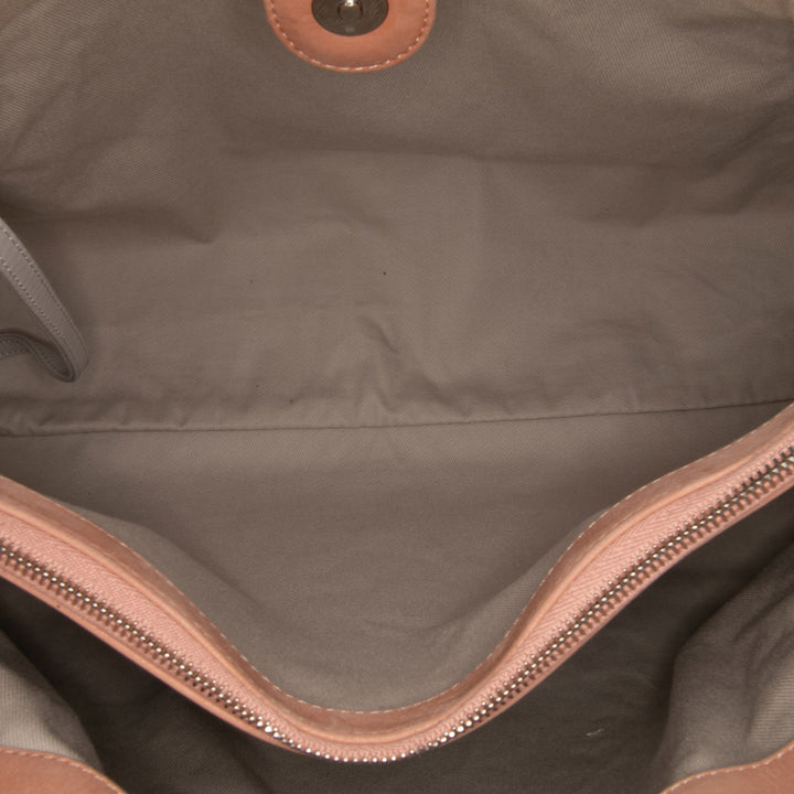 Large Quilted Iridescent Calfskin Sea Hit Tote Pink - Gaby Paris