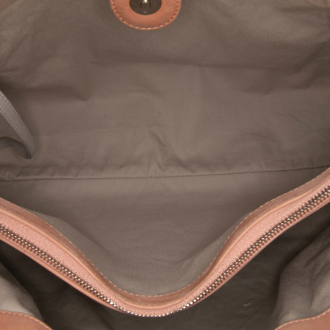 Large Quilted Iridescent Calfskin Sea Hit Tote Pink - Gaby Paris