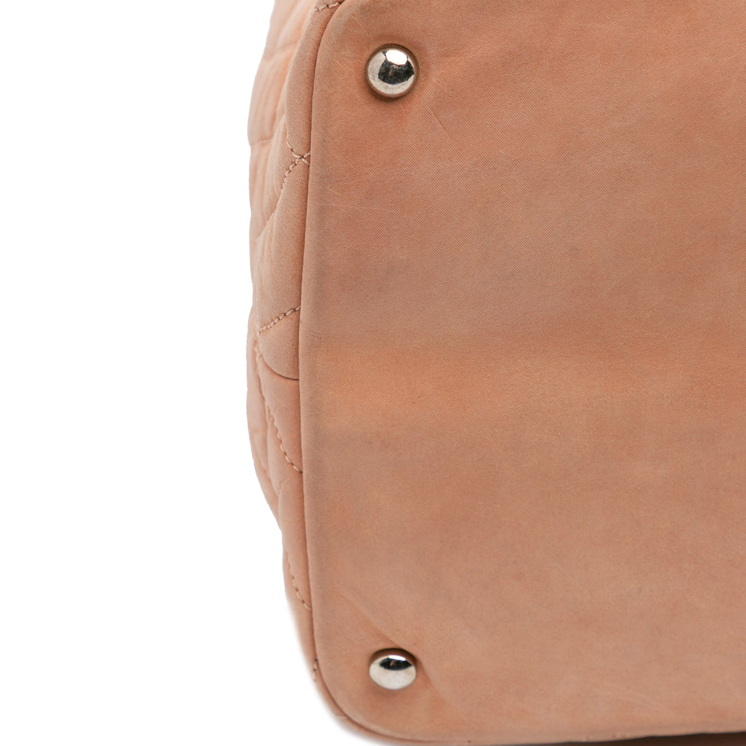 Large Quilted Iridescent Calfskin Sea Hit Tote Pink - Gaby Paris