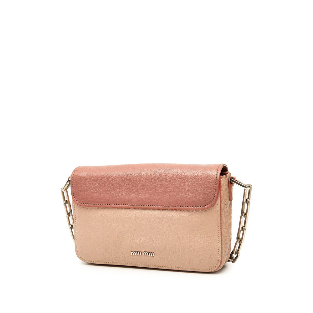 Miu Miu Sac bandoulière Bicolore Madras Cuir de chèvre Marron – vue 2 – GABY PARIS