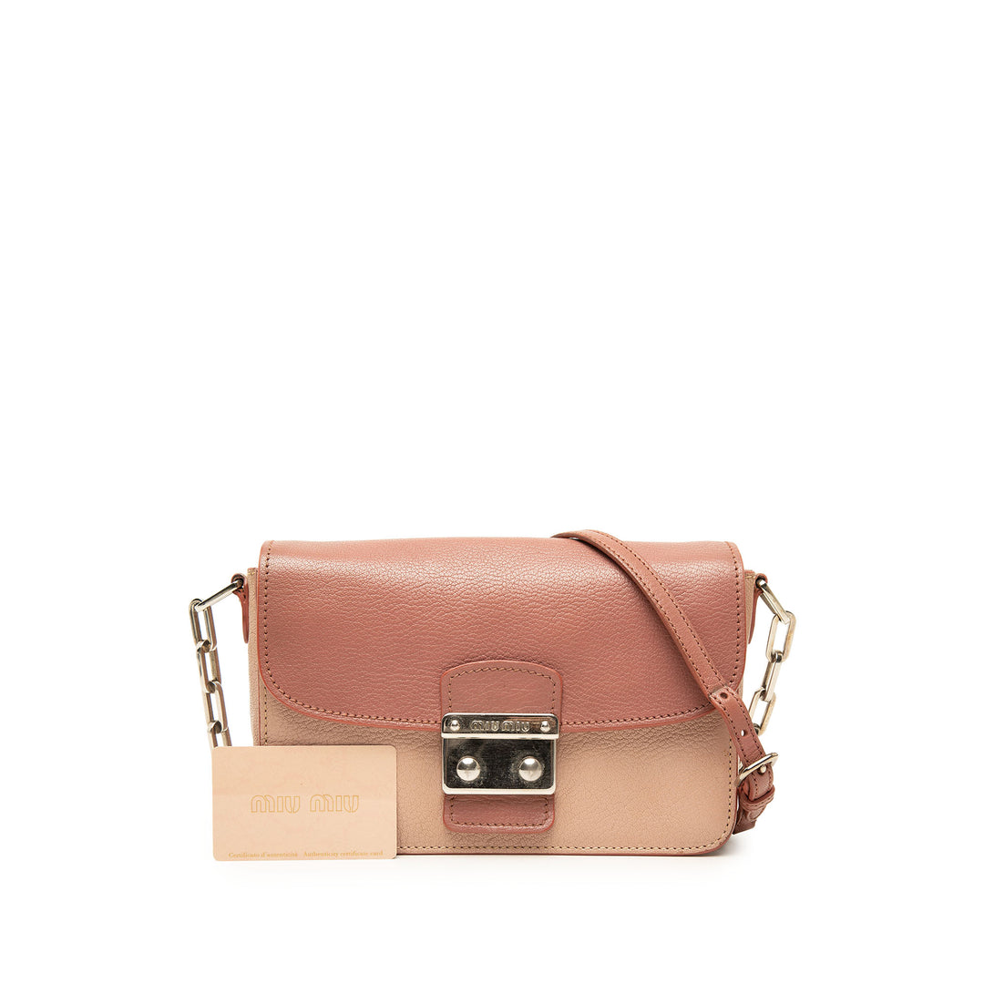Miu Miu Sac bandoulière Bicolore Madras Cuir de chèvre Marron – vue 7 – GABY PARIS