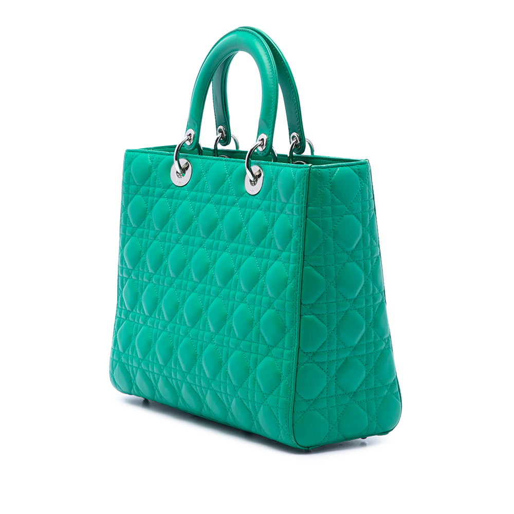 Dior Lady Dior Cannage Grand Cuir d'agneau Vert – vue 2 – GABY PARIS