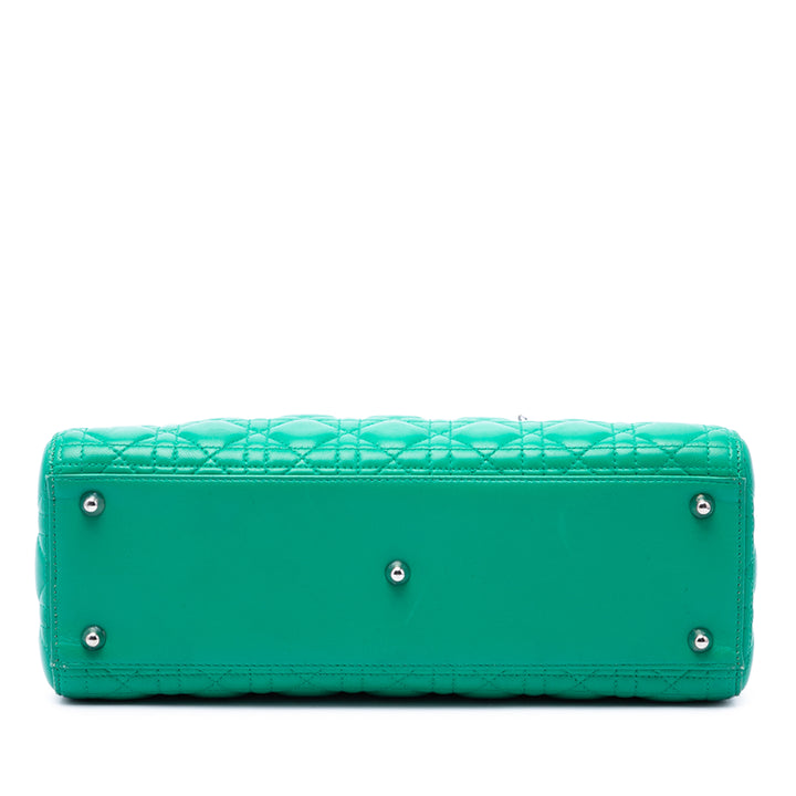 Dior Lady Dior Cannage Grand Cuir d'agneau Vert – vue 3 – GABY PARIS