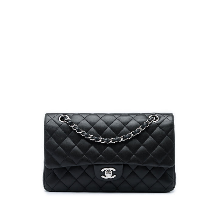 Classic Double rabat Moyen Cuir d'agneau Noir
