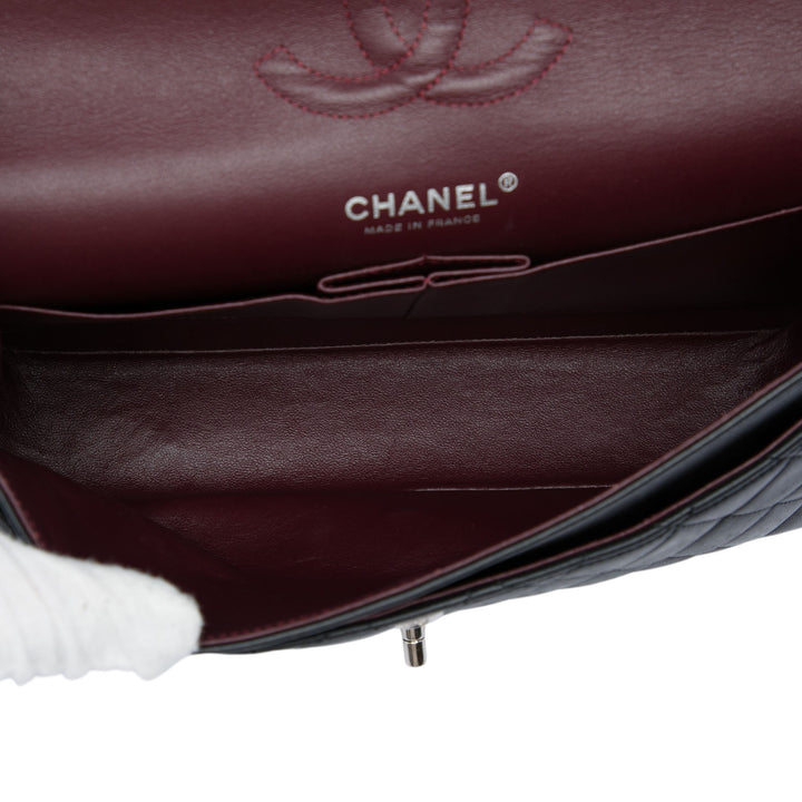 Classic Double rabat Moyen Cuir d'agneau Noir