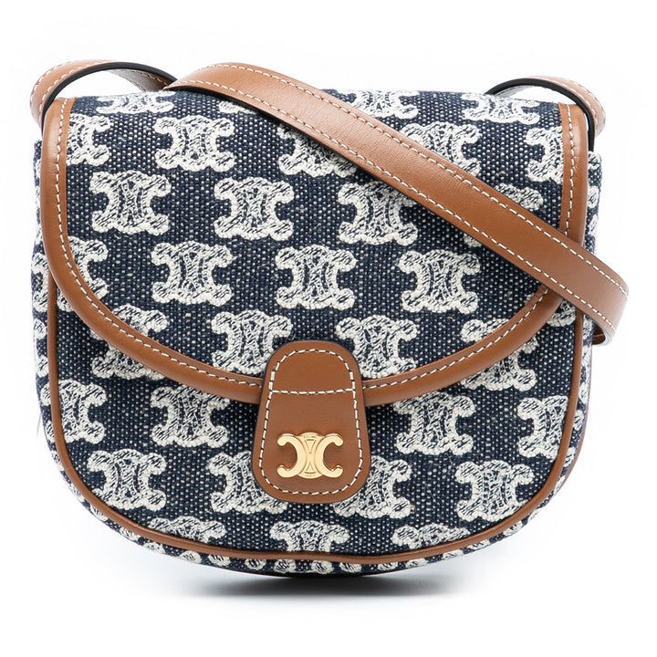 Celine Mini Triomphe Toile et Cuir de veau Besace Sac porté croisé
