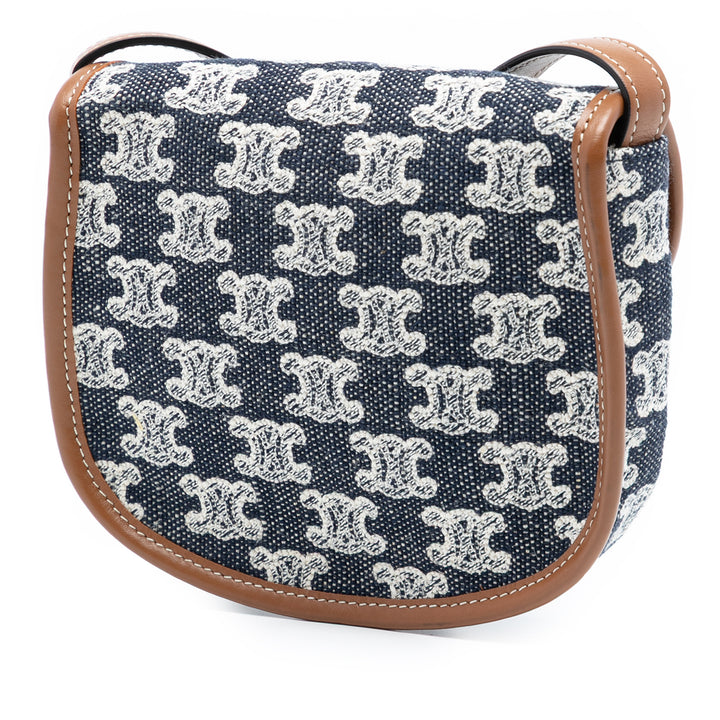 Celine Mini Triomphe Toile et Cuir de veau Besace Sac porté croisé