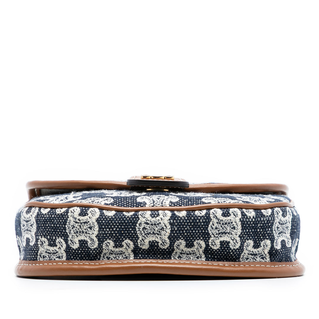 Celine Mini Triomphe Toile et Cuir de veau Besace Sac porté croisé