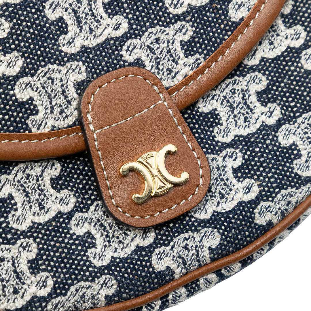 Celine Mini Triomphe Toile et Cuir de veau Besace Sac porté croisé