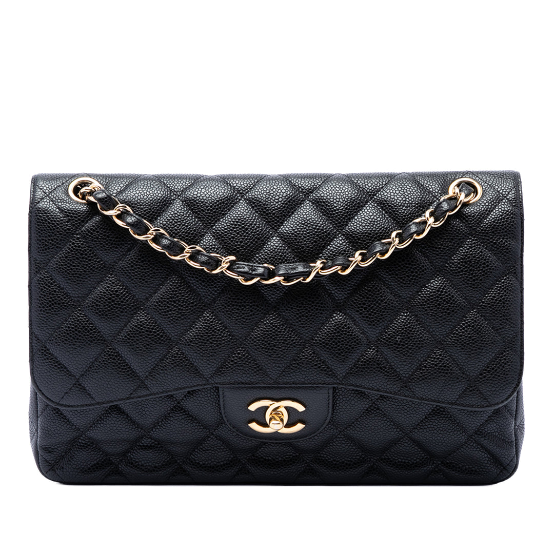 Chanel Classic Double rabat Jumbo Cuir caviar Noir – vue principale – GABY PARIS