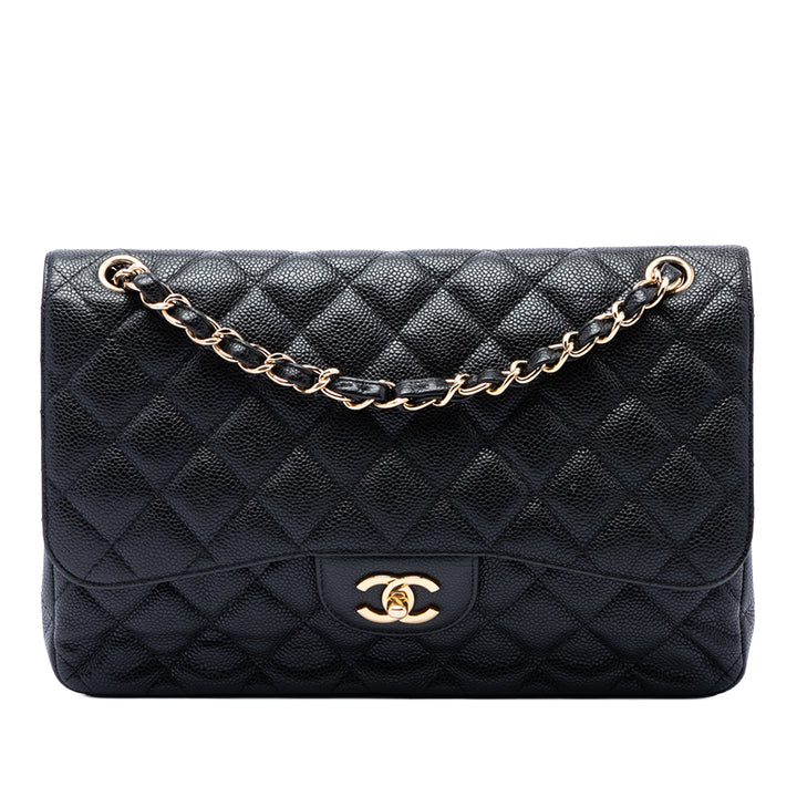 Chanel Classic Double rabat Jumbo Cuir caviar Noir – vue principale – GABY PARIS
