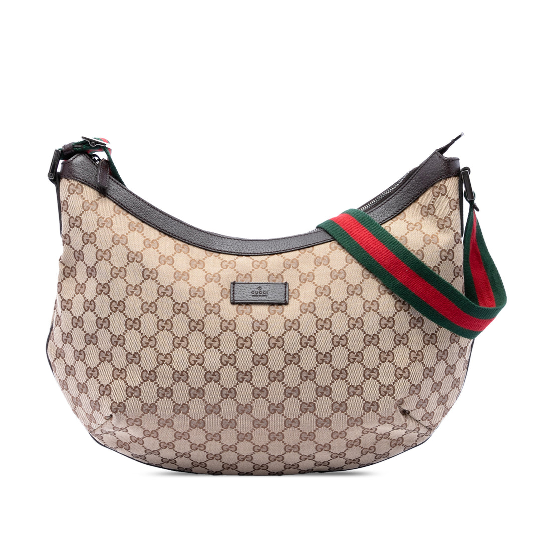Gucci GG Toile Web Half Moon Sac porté croisé