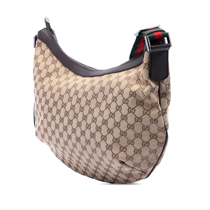 Gucci GG Toile Web Half Moon Sac porté croisé
