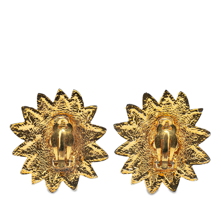 Gold Plated Lion Motif Clip On Earrings Gold - Gaby Paris