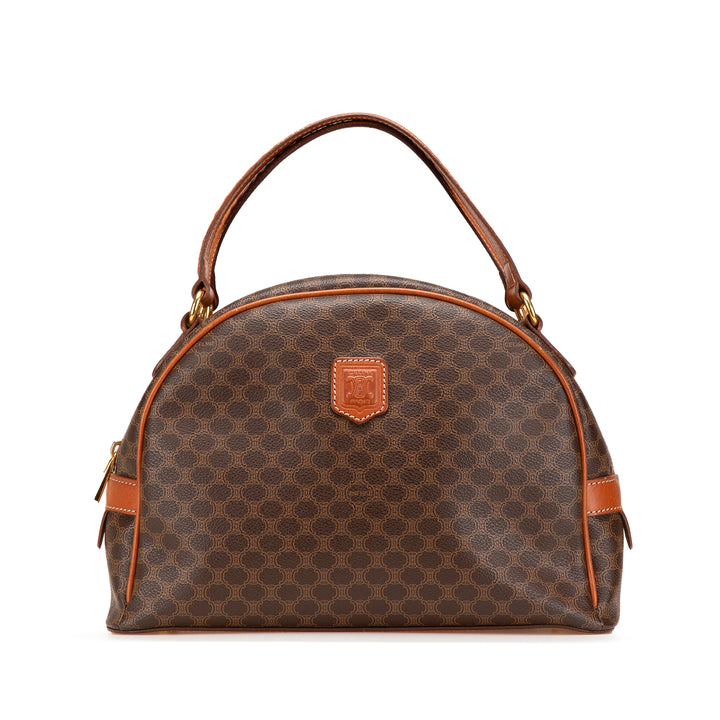 Macadam Coated Canvas Handbag Brown - Gaby Paris