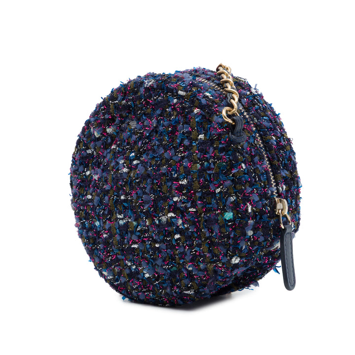 CC Matelassé Rond Sac Tweed Violet