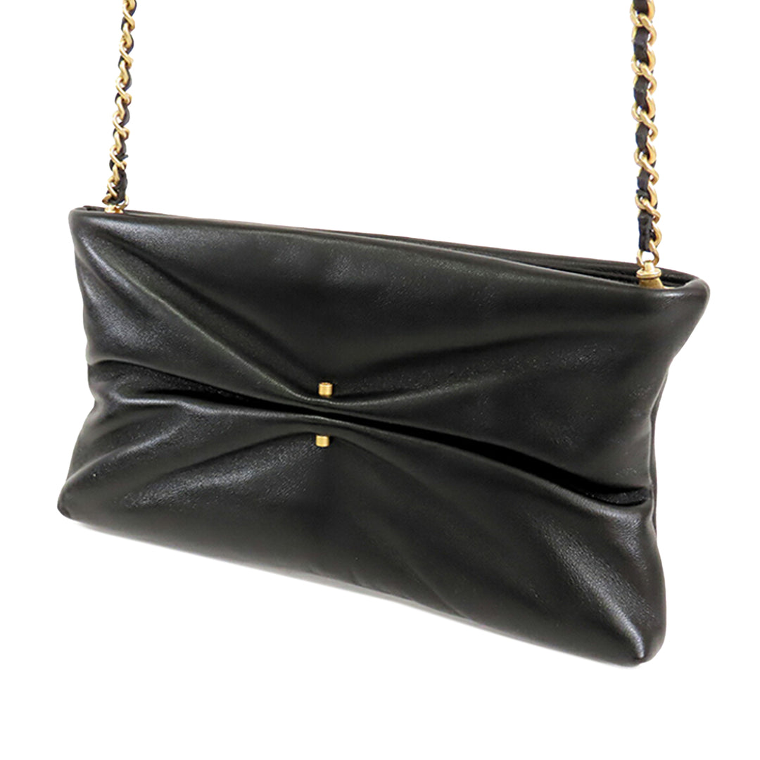 Chanel brillant Cuir d’agneau Perle Pochette avec chaîne