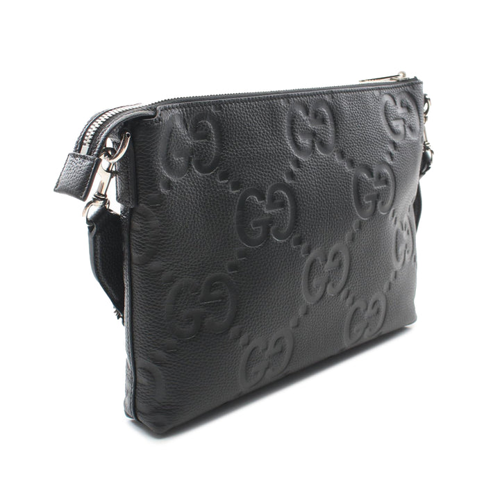 Gucci Medium Jumbo GG Embossed Messenger Bag Noir