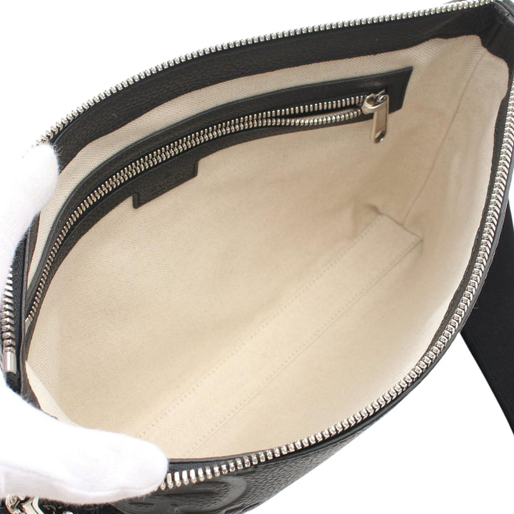 Gucci Medium Jumbo GG Embossed Messenger Bag Noir