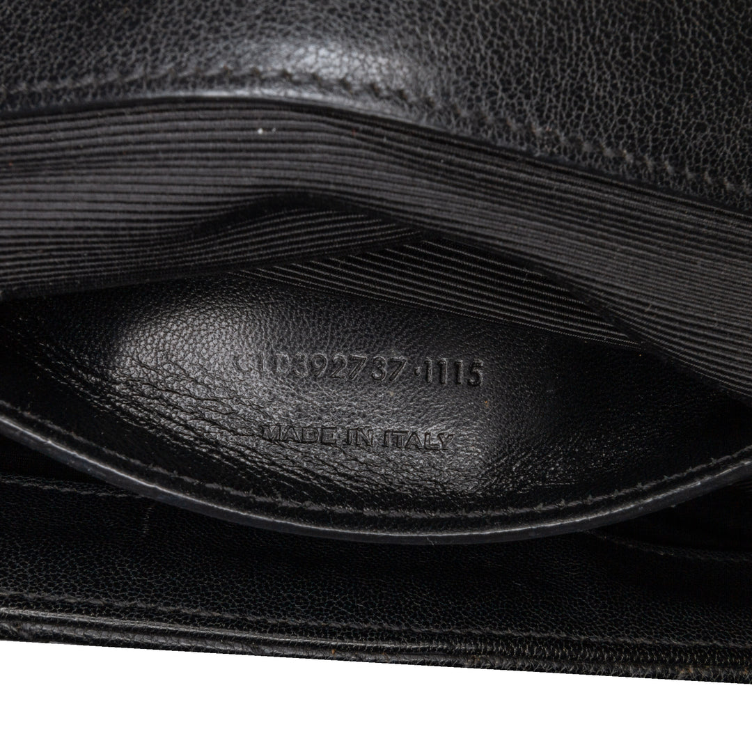 Medium Quilted Chevron Sheepskin College Satchel Black - Gaby Paris