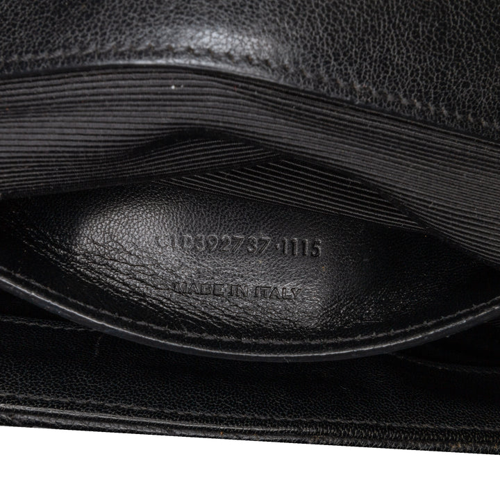Medium Quilted Chevron Sheepskin College Satchel Black - Gaby Paris