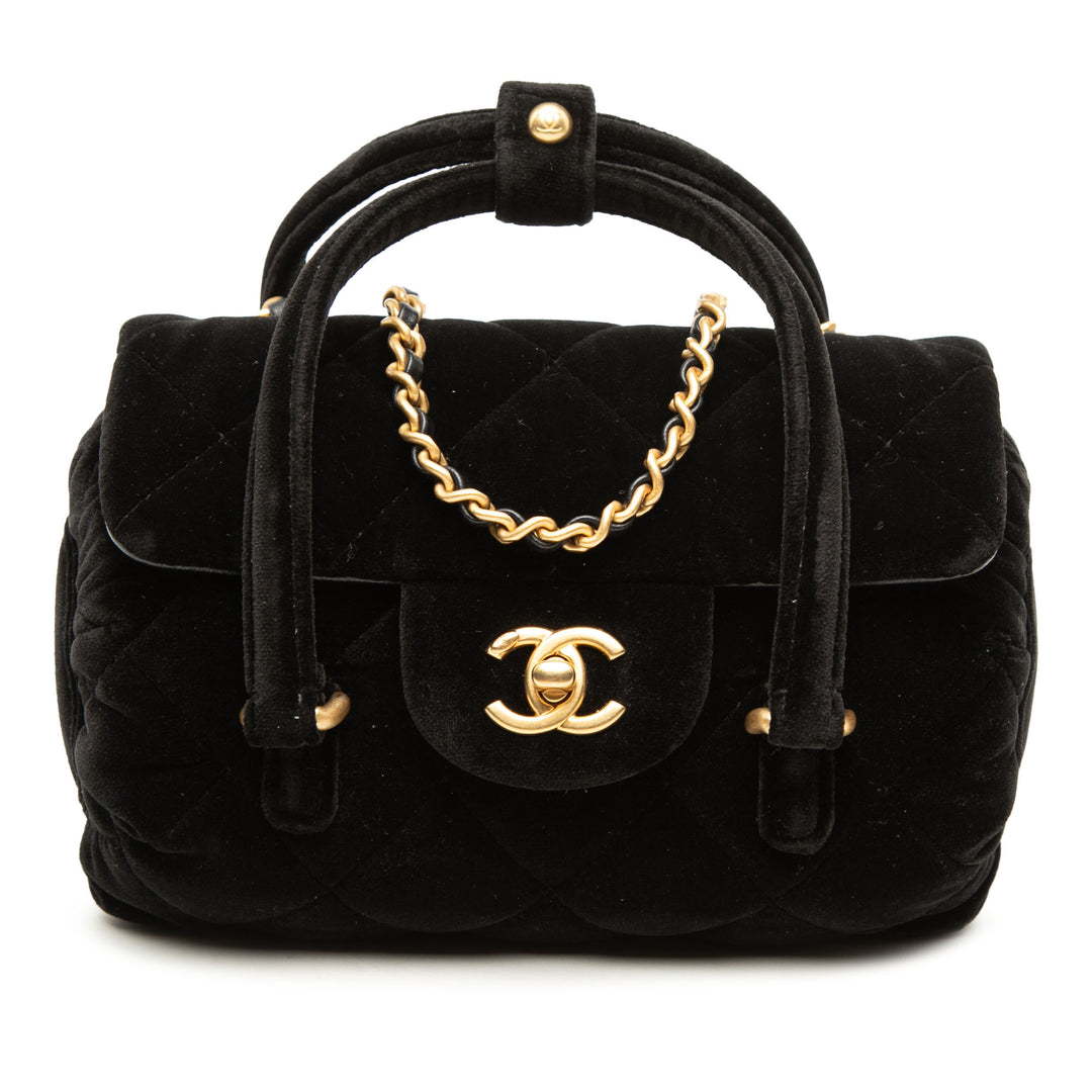 Chanel Mini Matelassé Velours anse supérieure à rabat