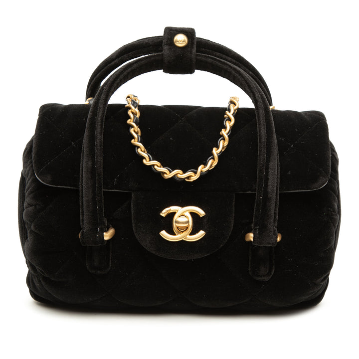 Chanel Mini Matelassé Velours anse supérieure à rabat