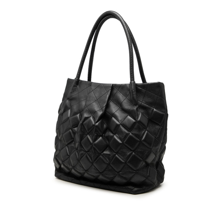 Chanel CC Matelassé Sloane Carré Cabas Cuir de veau Noir