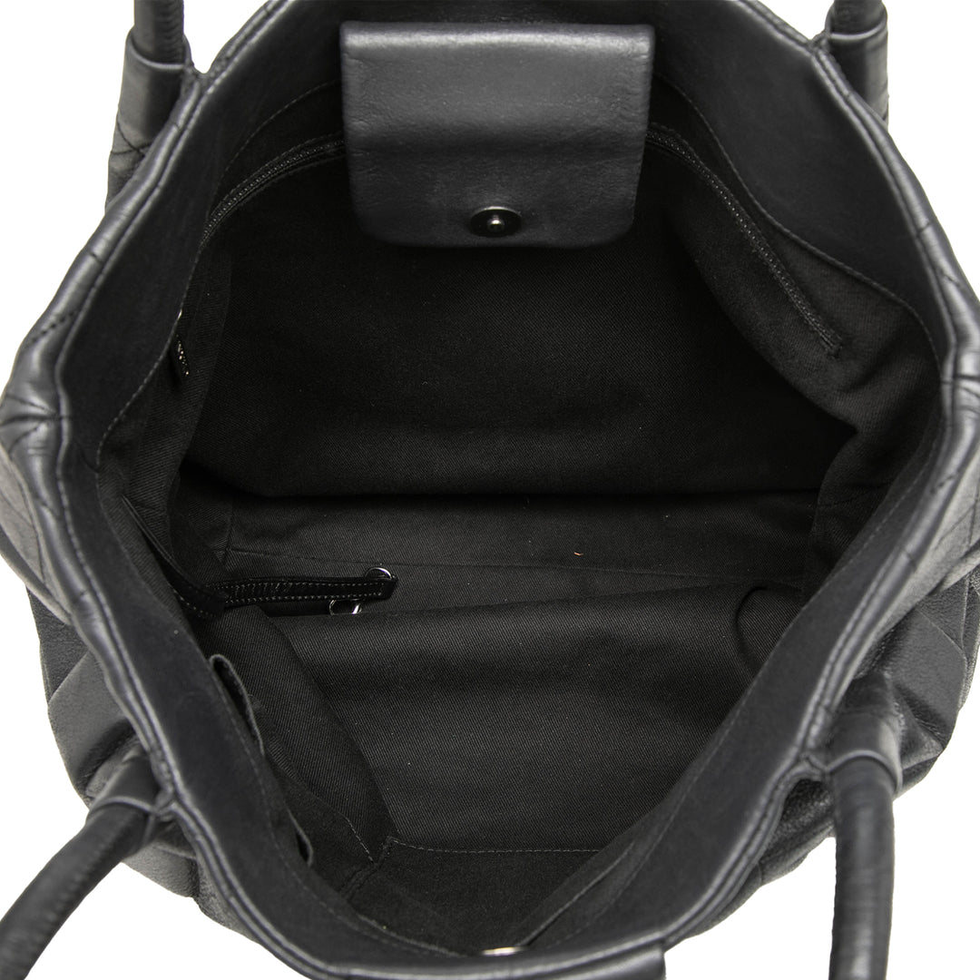 Chanel CC Matelassé Sloane Carré Cabas Cuir de veau Noir
