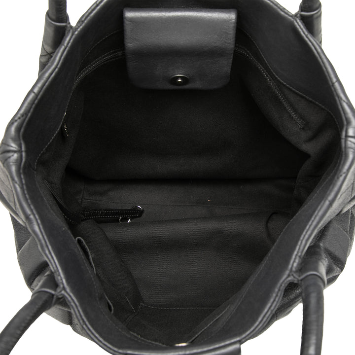 Chanel CC Matelassé Sloane Carré Cabas Cuir de veau Noir