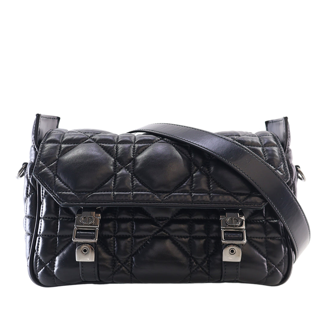 Dior Macrocannage Diorcamp Sac Messenger Petit Cuir de veau Noir