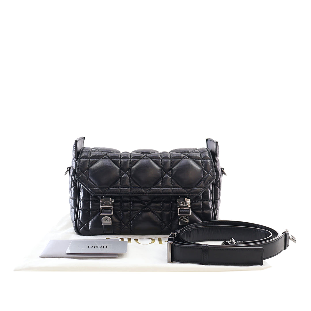 Dior Macrocannage Diorcamp Sac Messenger Petit Cuir de veau Noir