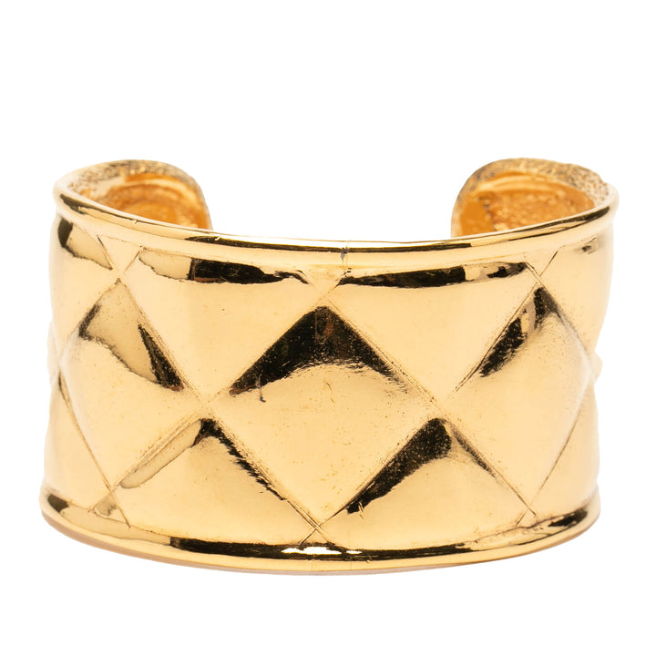 Chanel plaqué Matelassé Cuff Bracelet