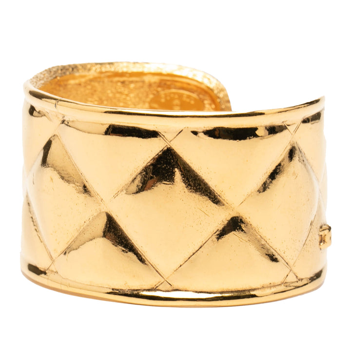 Chanel plaqué Matelassé Cuff Bracelet