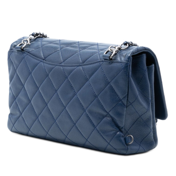 Chanel Large Matelassé Cuir de chèvre Double Carry Waist Chain à rabat