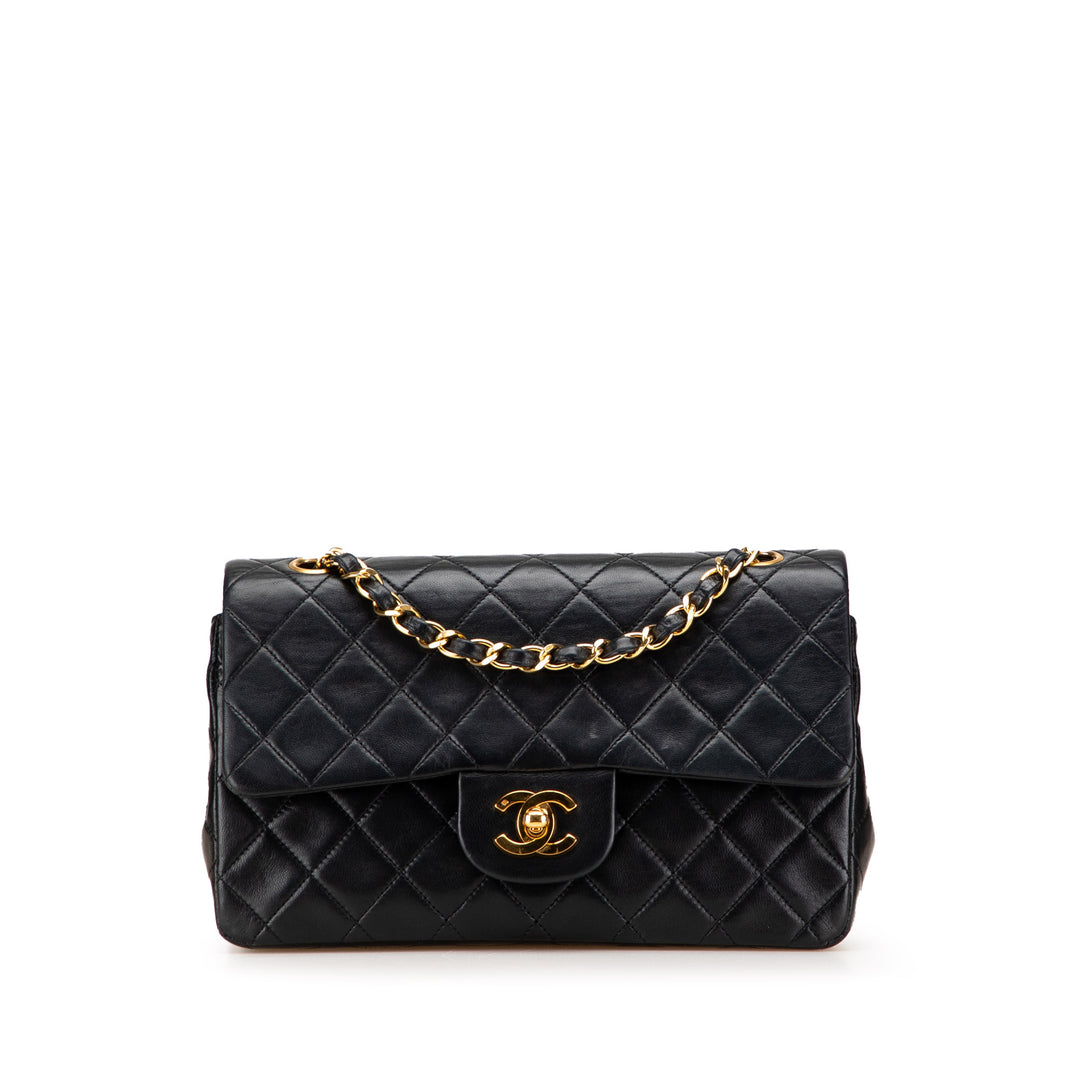 Small Classic Lambskin Double Flap Black - Gaby Paris