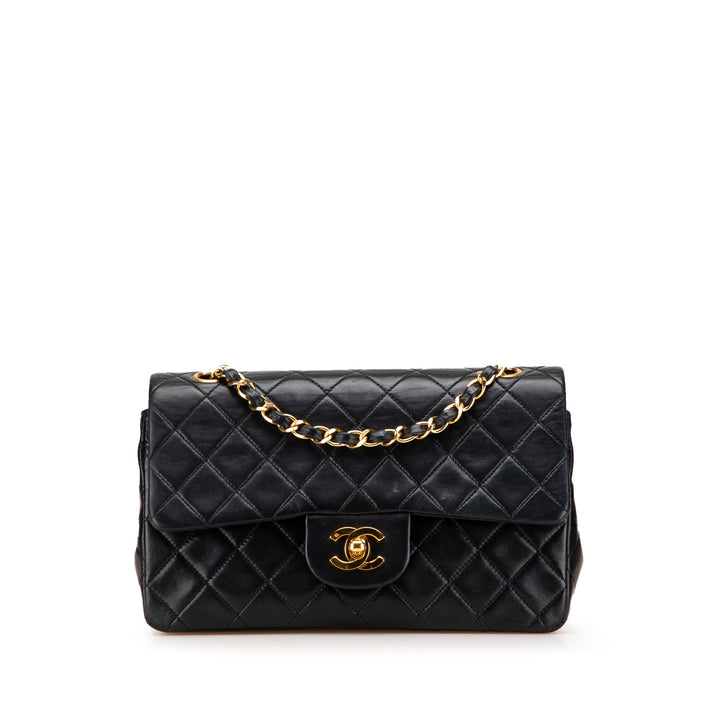 Small Classic Lambskin Double Flap Black - Gaby Paris