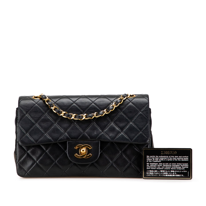 Small Classic Lambskin Double Flap Black - Gaby Paris