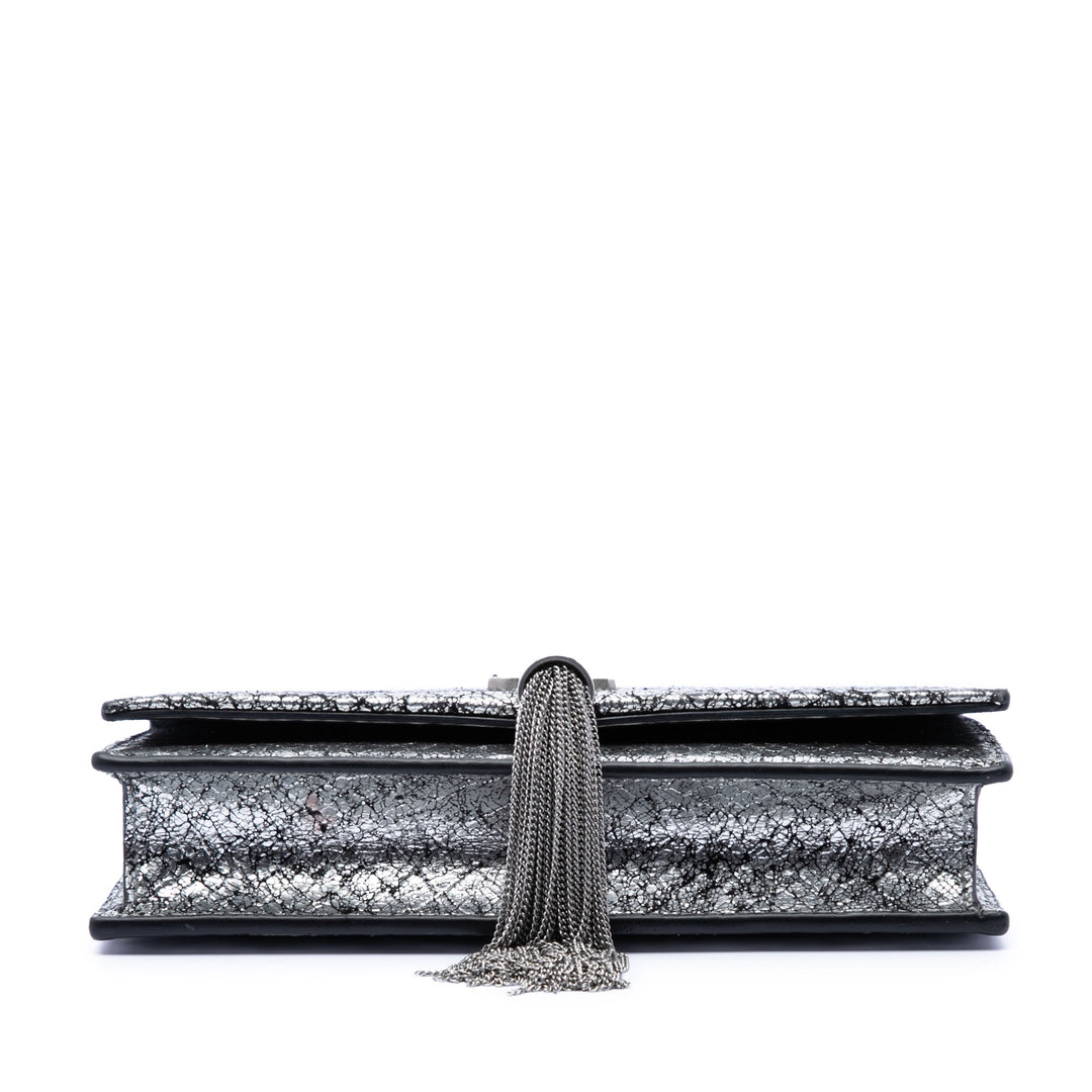 Saint Laurent Python embossé Metallic Cuir Classic Monogram Kate Pompon Wallet on Chain